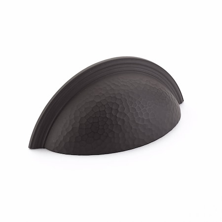 Schaub 3in Center to Center Atherton Hammered Plain Edge Cup Pull Oil Rubbed Bronze Finish 573-10B