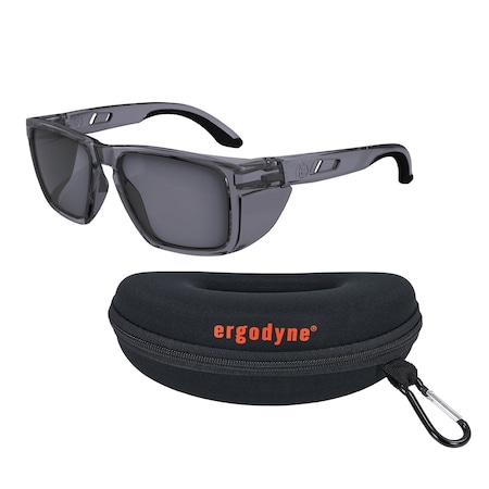 Ergodyne Translucent Smoke Frame G15 Gray Lens Safety Glasses, AFAS Polarized Lenses SIXTEN-AFASPZ