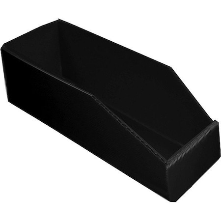 Zoro Select Hopper Bin, 0.13 cu ft, Black, Corrugated Plastic 5735 BLACK
