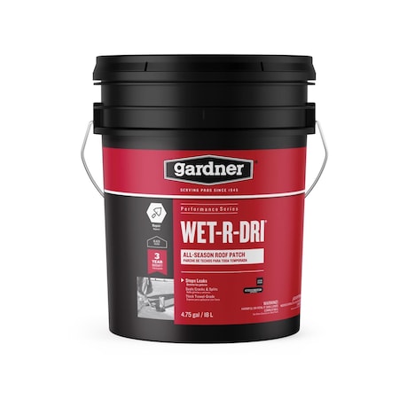 Black Jack Gardner WET-R-DRI Gloss Black Patching Cement All-Weather Roof Cement 5 gal 0375-GA-36