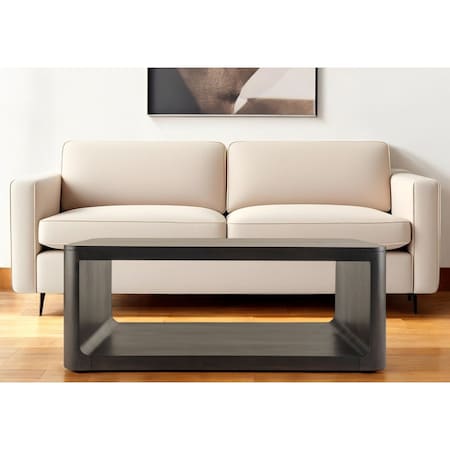 Homeroots 48" Walnut Solid Wood Floor Shelf Coffee Table With Shelf 573464