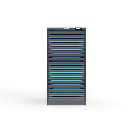 Strong Hold 18 drawer cabinet - (18x 2in) - Blue accents - E-Lock w/ Tracking S3060-PPTAS-1801FS