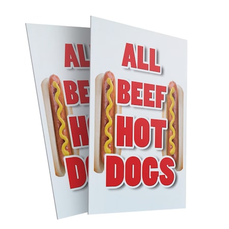 Signmission All Beef Hot Dogs, Plastic Signs Only 24 Inch x 36 Inch, Corrugated Plastic, 2PK CSB-2436-2PACK-All Beef Hot Dogs
