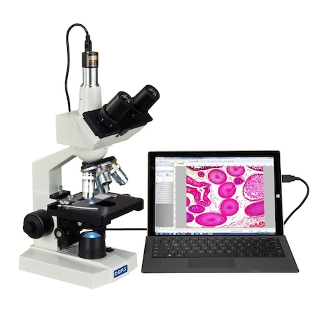 Amscope OMAX M83E LED Digital Trinocular Lab Compound Microscope 40X-2500X w/USB Camera and Mechanical Stag M83EZ-C03S