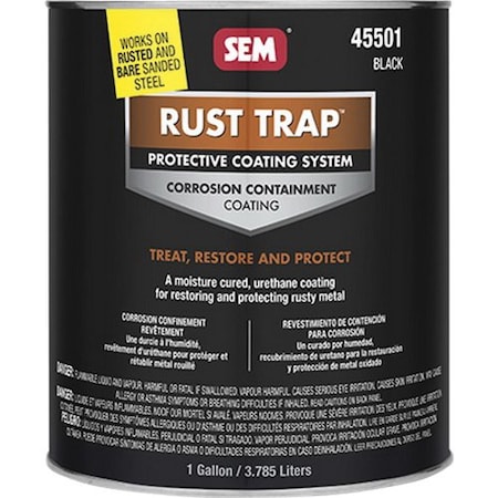 Sem Rust Trap Protective Coating System, 1 gallon Aerosol Can, Black, 500 sq-ft/gal Coverage 45501