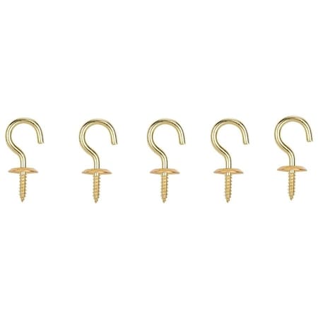Prosource Cup Hook, 11/32 in Opening, 3.2 mm Thread, 1-1/4 in L, Brass, Brass LR-391-PS