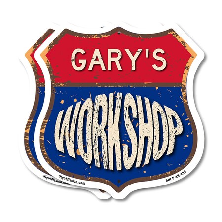 Signmission Gary's Workshop, 18 inch X 18 inch, Plastic Sign, 2PK SHI-P-2PACK-18-489-GARY