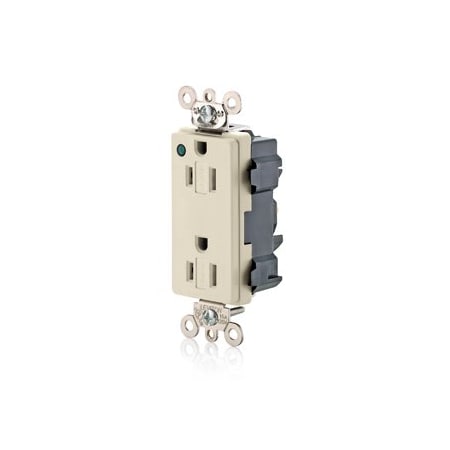 Leviton Extra Heavy Duty Hospital Grade Decora Receptacle, 15 Amp, 125 Volt M1626-PLT