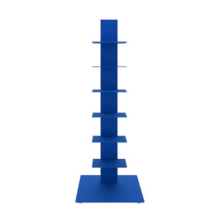 Homeroots 38" Blue Metal Six Shelf Modern Tower Bookcase 654137