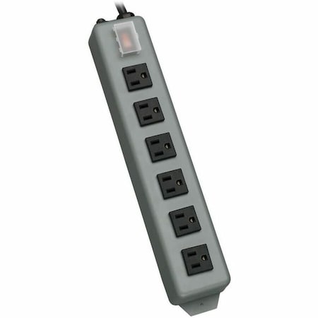 Tripp Lite Outlet Strip, Right Angled, 6 5-15R, 5-15P, 15 ft., Gray UL24RA-15