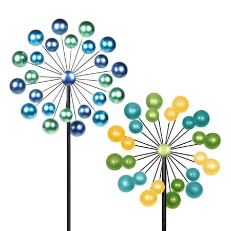 Exhart Multicolored Metal 47 in. H Double Bubble Windmill Stake 67011