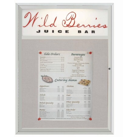 Aarco Main Street Style Al Frame Enclosed Bulletin Board w/ Header, 48''Hx36''W MSC4836H