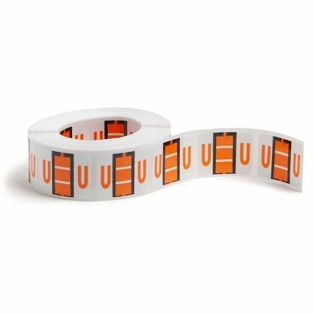 Smead A-Z COLOR-CODED END TAB FILING LABELS, U, 1 X 1.25, WHITE, 500/ROLL 67091
