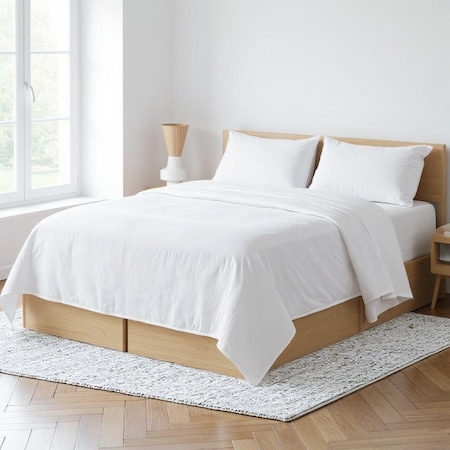 Homeroots White Linen Twin Flat Sheet 520756