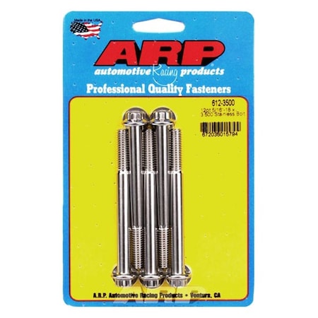Arp 612-3500 0.31-18 x 3.5 in. Stainless Steel 12 Point Bolt Kit - Set of 5, 5PK ARP612-3500