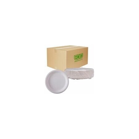 Eco-Products Vanguard 9in Sugarcane Plates, Breakroom, Disposable, Microwave Safe, 9in Diameter, White, 500PK EP-P013NFA