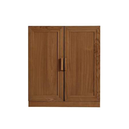 Homeroots Set Of Two Walnut Wood Corner Accent Cabinet With Two Doors 719682