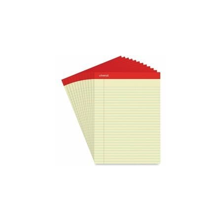 Universal 8-1/2 x 14" Canary Legal Economy Ruled Writing Pad, 50 Pg, 12PK UNV10630