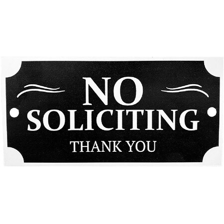 Hy-Ko Plaque, NO SOLICITING, BlackWhite Legend, Polystyrene, 825 H x 3875 in W x 007 in D Dimensions PLQ-001