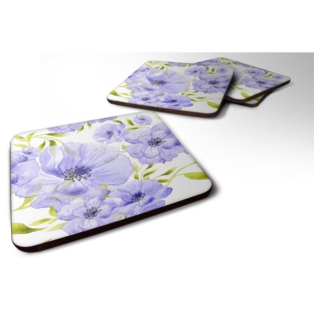Carolines Treasures Watercolor Blue Flowers Foam Coaster, Set of 4 BB7491FC