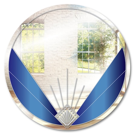 Se-Kure Luxe Round Blue Oyster Style Deco Mirror 23in ZADO23