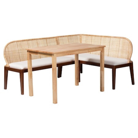 Bali & Pari Okinawa Natural Rattan Dining Nook Set 261-13538-13539-13423-ZORO