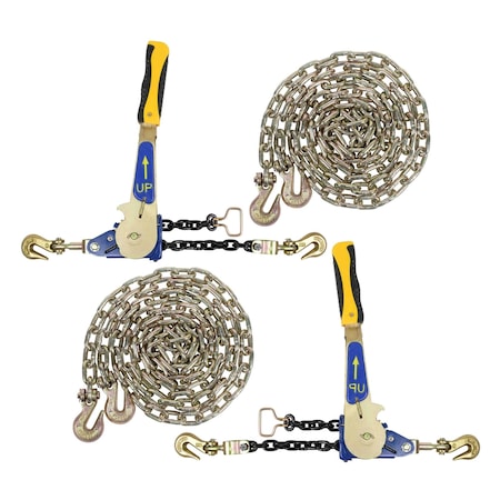 Mytee Products 5/16 20ft G70 Chain 2 and Easy Binder Ratcheting Chain Load Binder 2 Transport Chains, 2PK 516CHEZx2