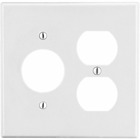Hubbell Wiring Device-Kellems Wallplate, 2-Gang, 1) Duplex 1) 1.40" Opening, White P78W