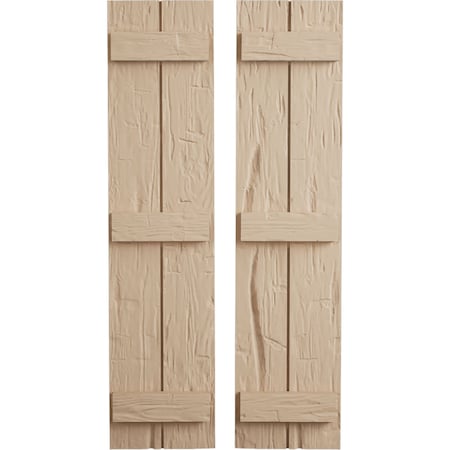 Ekena Millwork Rustic Two Board Joined Board-n-Batten Hand Hewn Faux Wood Shutters, 11W x 66H, PR SHUBJS11X66HHPR