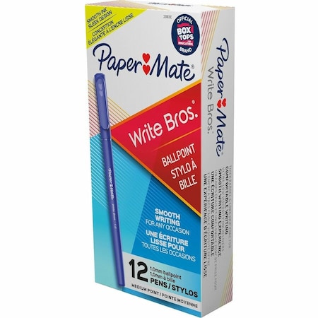 Sanford Paper Mate Write Bros Ballpoint Stick Pen, Medium, Blue Ink, Dozen 3311131C
