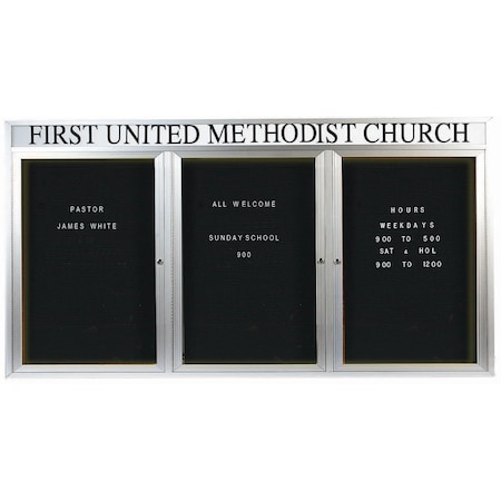 Aarco Illuminated Outdoor Enclosed Directory w/ Al Frame Header, Clear Satin Anodized Finish, 36''Hx72''W OADC3672-3HI