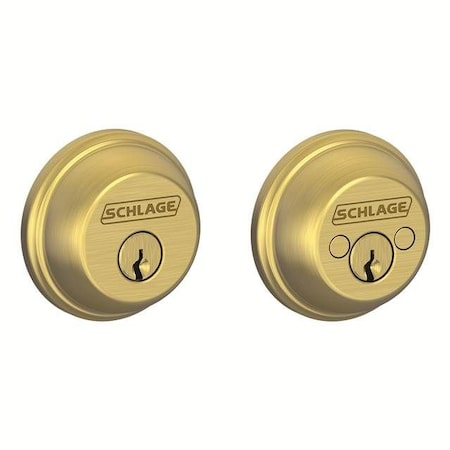 Schlage Residential Double Cylinder Deadbolt C Keyway with 12287 Latch and 10116 Strike Satin Brass Finish B62608
