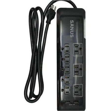 Sanus Surge protected Floor Strip, 6 outlets, 2 USB ports SA-PS82-B1