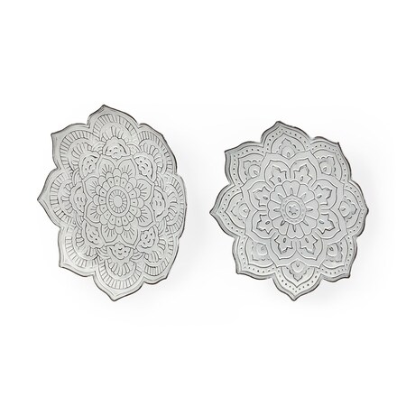 Homeroots Set of Two Miranda Silver Flower Mandala Metal Hanging Dimensional Sculpture, 2PK 608670