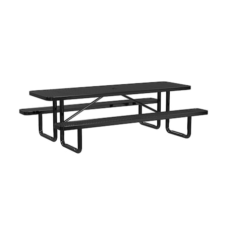 Leisure Craft Rectangle Picnic Table, Black, Surface Mount, 8 ft L T8XPSM-BLACK