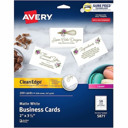 Avery Avery  Two-Side Printable Business Card, 2" x 3-1/2", White, 200 Cards/Pack 5871