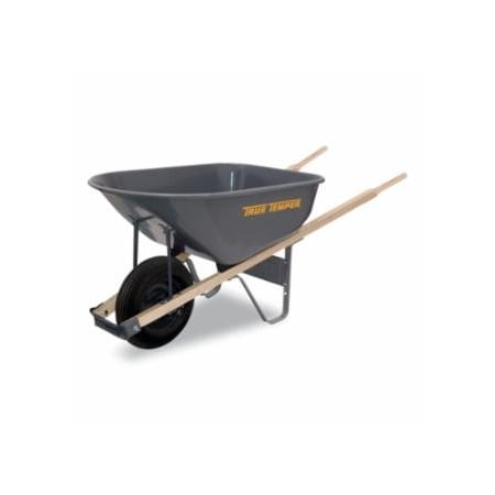 True Temper Steel Wheelbarrow, 6 ft¬≥ Cap Vol, 1 Tubed Tire, Cool Gray 027-R625