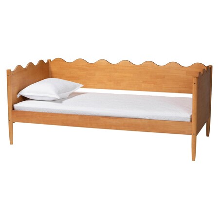 Baxton Studio Malaya Modern Oak Brown Wood Twin Daybed with Scalloped Edges 256-14021-ZORO