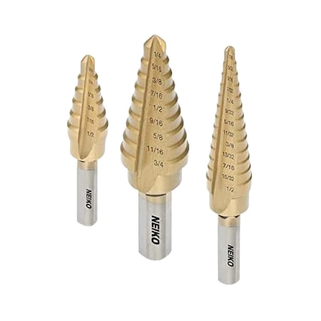 Neiko Titanium Step Bits, Unibit Set, 28 Sizes, Standard (SAE) Step Drill Bit Set, Step Bits for Metal 10193A