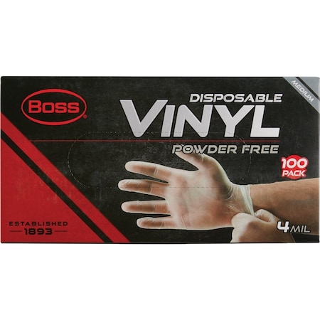 Boss Medium Vinyl Disposable Gloves, 100PK B23021-M