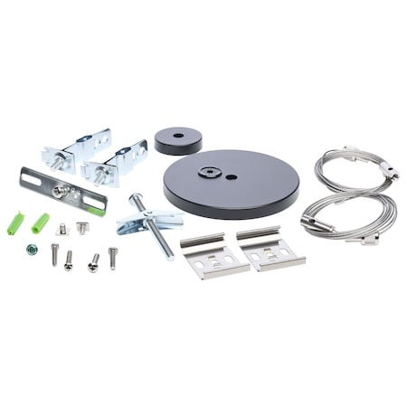 Nuvo Single Unit Suspension Kit With Canopy & Anchor Cover for LED Linear System, Black 65/1193