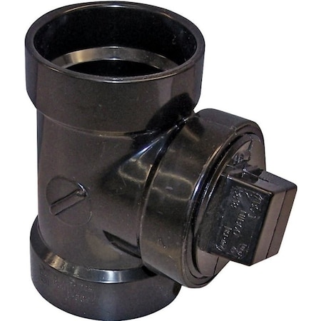 Canplas Test Pipe Tee with Plug, 3 in, Hub x FNPT, ABS, Black 102116ABC