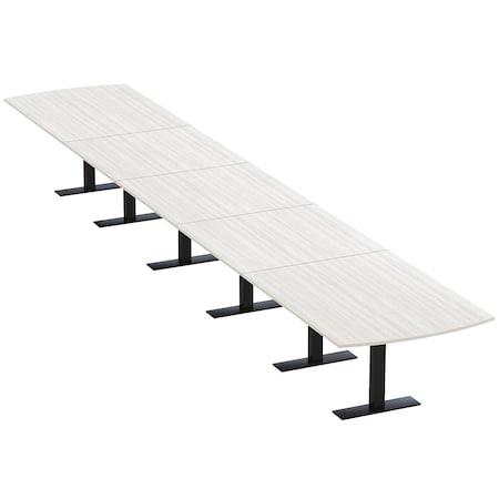 Skutchi Designs 22ft Conference Table W/ Power Unit | 22 Person Modular Arc Rectangle Meeting Table | Harmony Series HAR-AREC-48X264-T.BK-WA7976-NA