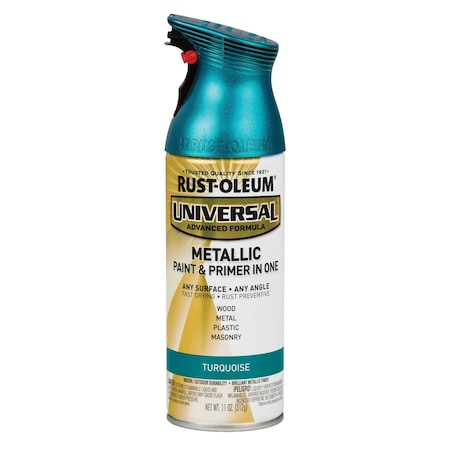 Rust-Oleum Spray Paint, Metallic Turquoise, Metallic, Solvent, 11 oz 330480