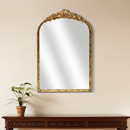Homeroots 16" Gold Metal Arch Accent Mirror 632348