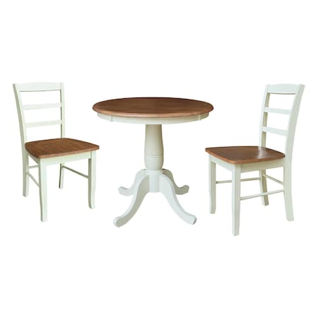 Whitewood Industries Rectangular Fixed Top Table W/ 2 Chairs, 30 in W, 29.9 in L, 30 in H, Parawood, Hickory/Shell K79-30RT-C2-2