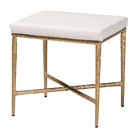 Baxton Studio Fumiye Ottoman with Hand-Forged Metal Frame, Rectangle 18" 270-14724-ZORO