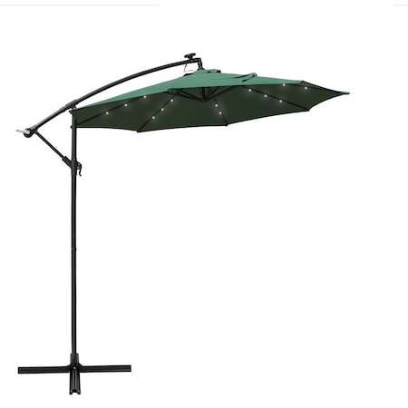 Leisuremod Willry Modern Outdoor 10 Ft Offset Cantilever Hanging Patio Umbrella with Solar Powered LED, Green WUBL-10G