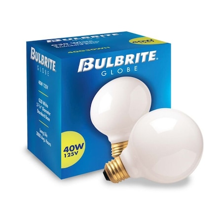 Bulbrite Incandescent G30 Medium Screw Base E26 White finish Light Bulb, 40 Watt, 12PK 861219