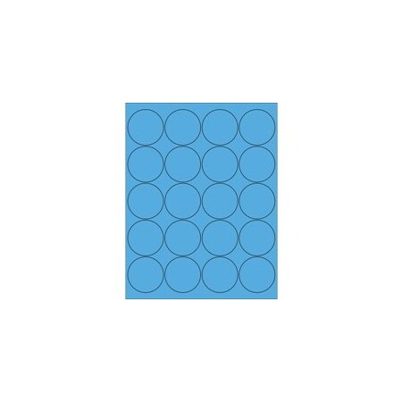 Bubblefast 2'' Fluorescent Pastel Blue Circle Laser Labels-20 Labels per Sheet BFLL197BB